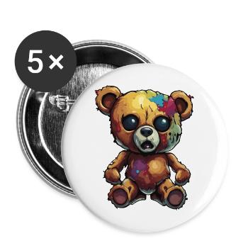 Ours en peluche / Peluche / Animal en peluche / Idée cadeau - Lot de 5 grands badges (56 mm) - blanc - Devant