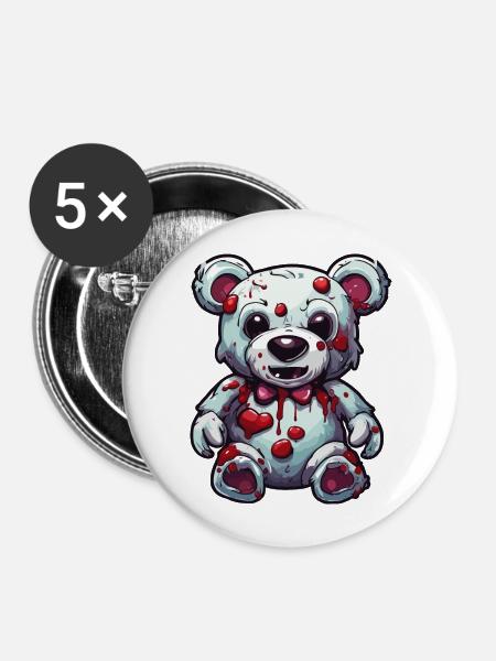 Teddybär / Kuscheltier / Stofftier / Geschenkidee - Buttons groß 56 mm (5er Pack) - Weiß