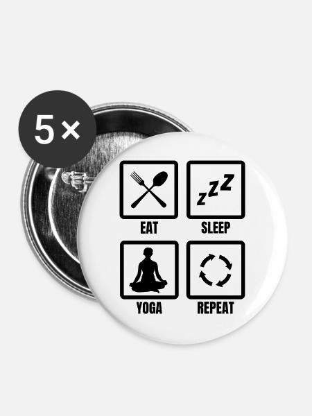Yoga Routine - Buttons groß 56 mm (5er Pack) - Weiß