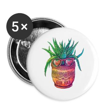 Aloe You Succulent Plant Gardening Gardener - Buttons large 2.2''/56 mm (5-pack) - white - Front