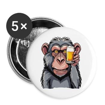Affe / Tier / Zoo / Babian / Wild / Comic - Buttons groß 56 mm (5er Pack) - Weiß - Vorne