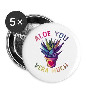 Aloe You Sukkulente Pflanze Gartenarbeit Gärtner - Buttons groß 56 mm (5er Pack) - Weiß - Vorne