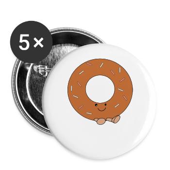 Cute Cartoon Doughnut - Buttons large 2.2''/56 mm (5-pack) - white - Front