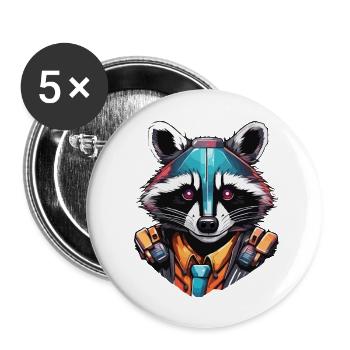 Robot Animal / AI / Mechanized Animals / Comic - Buttons large 2.2''/56 mm (5-pack) - white - Front