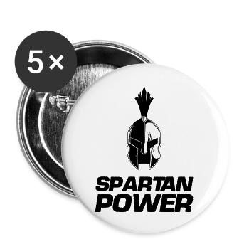 Puissance spartiate - Lot de 5 grands badges (56 mm) - blanc - Devant