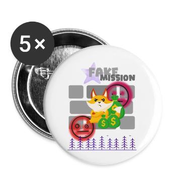Fake mission. Bank robbery. - Buttons large 2.2''/56 mm (5-pack) - white - Front