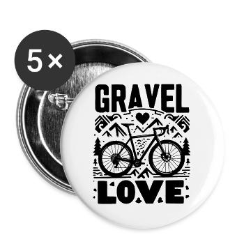 Gravel Love - Gravel Bike - Buttons large 2.2''/56 mm (5-pack) - white - Front