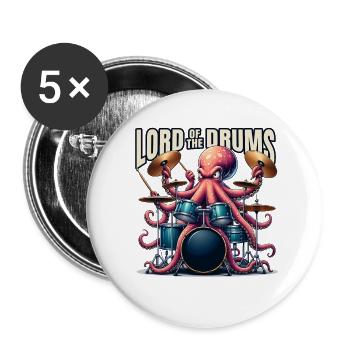 Octopus on drums – Lord of the Drums - Buttons large 2.2''/56 mm (5-pack) - white - Front