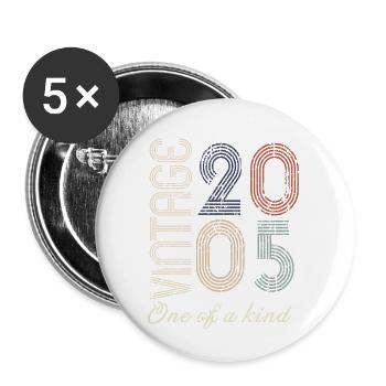 19th Birthday 2005 - Vintage Retro Gift Idea - Buttons large 2.2''/56 mm (5-pack) - white - Front