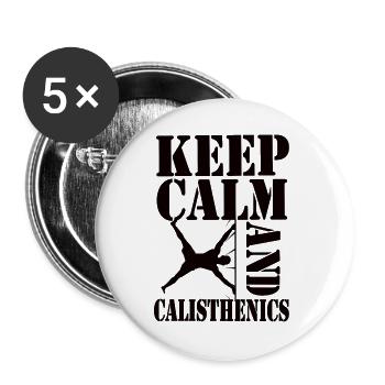 Keep Calm and Calisthenics – Workout Design - Buttons large 2.2''/56 mm (5-pack) - white - Front