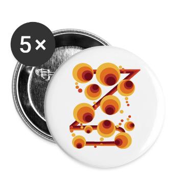 Abstraktes Polka Dot Kreismuster - Buttons groß 56 mm (5er Pack) - Weiß - Vorne