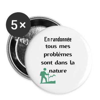 Hiking all my problems in nature - Buttons large 2.2''/56 mm (5-pack) - white - Front