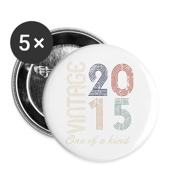 9th Anniversary 2015 - Vintage Retro Gift Idea - Buttons large 2.2''/56 mm (5-pack) - white - Front