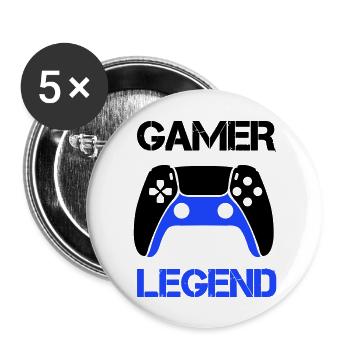 Gamer Legend - Buttons large 2.2''/56 mm (5-pack) - white - Front