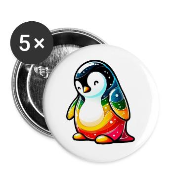 Pinguin - Buttons groß 56 mm (5er Pack) - Weiß - Vorne