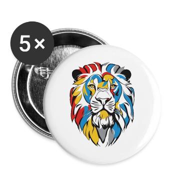 Majestic Lion, Animal, Wilderness, Tiger, Predator - Buttons large 2.2''/56 mm (5-pack) - white - Front