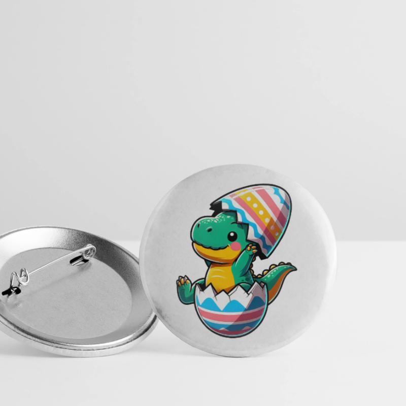T-Rex Dino as Easter Egg, Clumsy Eggshells Buttons large 2.2''/56 mm (5-pack)