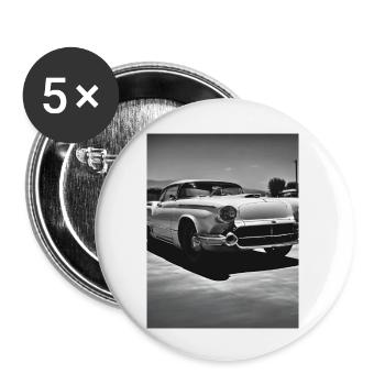 Car Love Black White - Buttons large 2.2''/56 mm (5-pack) - white - Front