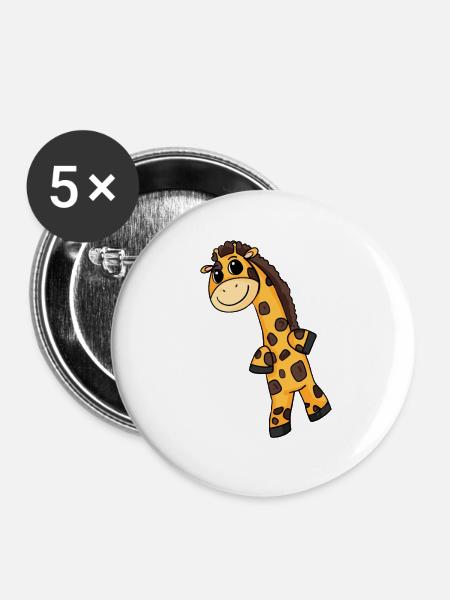 Giraffe Motiv - Buttons groß 56 mm (5er Pack) - Weiß