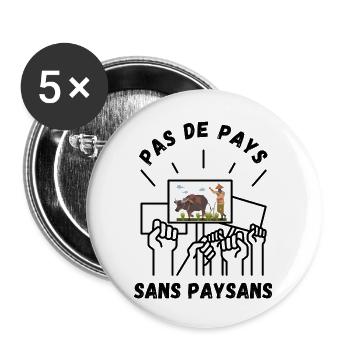 Kein Land ohne Bauern - Buttons groß 56 mm (5er Pack) - Weiß - Vorne