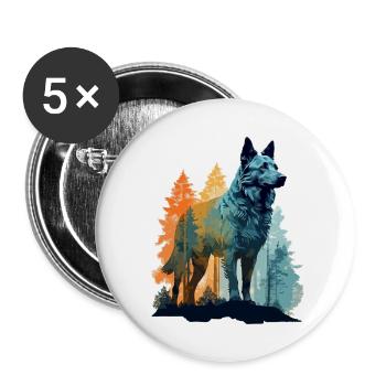 Hund in der Wildnis - Buttons groß 56 mm (5er Pack) - Weiß - Vorne