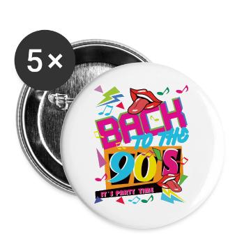 RETOUR AUX ANNÉES 90 C’EST LA FÊTE - Lot de 5 grands badges (56 mm) - blanc - Devant