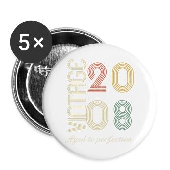 Geburtstagsgeschenk 16 Jahre alt - 2008 - Buttons groß 56 mm (5er Pack) - Weiß - Vorne