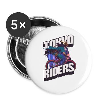 Tokyo Riders - Japanese warrior on road bike - Buttons large 2.2''/56 mm (5-pack) - white - Front