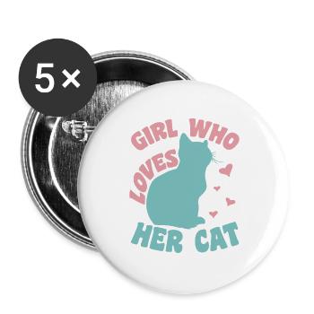 Cat Girl - Buttons large 2.2''/56 mm (5-pack) - white - Front