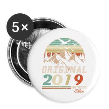 2019 vintage anniversaire rétro vintage cadeau - Lot de 5 grands badges (56 mm) - blanc - Devant