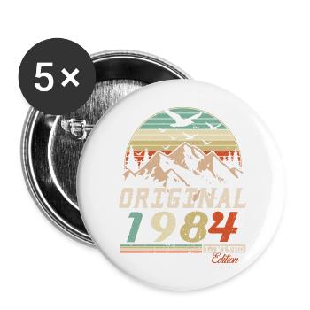1984 vintage anniversaire rétro vintage cadeau - Lot de 5 grands badges (56 mm) - blanc - Devant