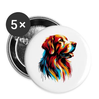 Labrador Golden Retriever Dog - Buttons large 2.2''/56 mm (5-pack) - white - Front