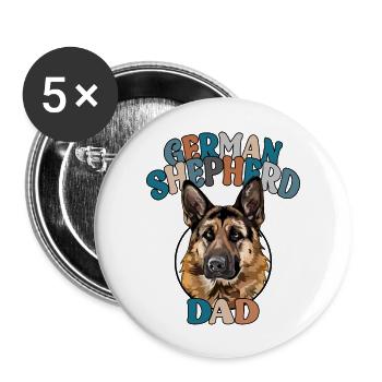 German Shepherd Dad Hunde Hund Vatertag Wilsigns - Buttons groß 56 mm (5er Pack) - Weiß - Vorne