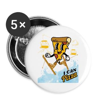 I can Pizza - Skiing Kids - Buttons groß 56 mm (5er Pack) - Weiß - Vorne