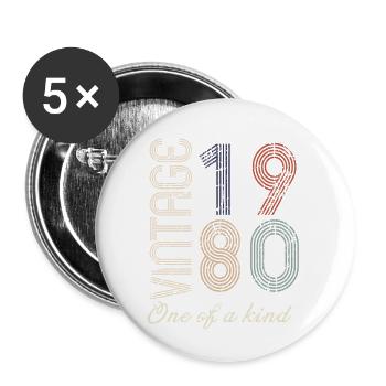 44th Birthday 1980 - Vintage Retro Gift Idea - Buttons large 2.2''/56 mm (5-pack) - white - Front