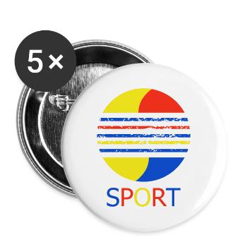 sport - Lot de 5 grands badges (56 mm) - blanc - Devant