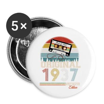 Cadeau rétro élégant : 1937 Vintage - Lot de 5 grands badges (56 mm) - blanc - Devant