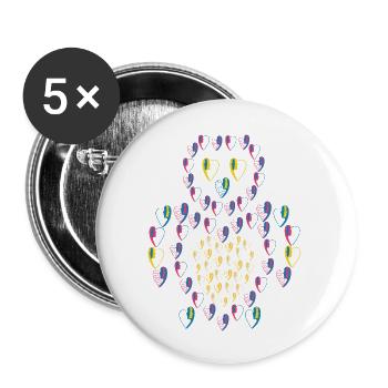 Bébé hibou d'amour. - Lot de 5 grands badges (56 mm) - blanc - Devant