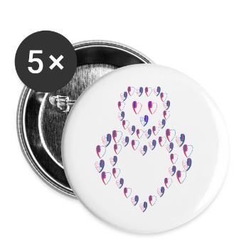 Abeille en coeur . - Lot de 5 grands badges (56 mm) - blanc - Devant