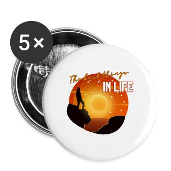 Die besten Dinge im Leben – Sonnenuntergang - Buttons groß 56 mm (5er Pack) - Weiß - Vorne
