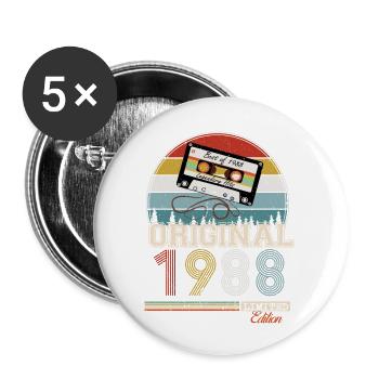 Elegantes Retro-Geschenk: 1988 Vintage - Buttons groß 56 mm (5er Pack) - Weiß - Vorne