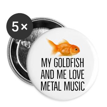 My goldfish and me love metal music - Buttons groß 56 mm (5er Pack) - Weiß - Vorne