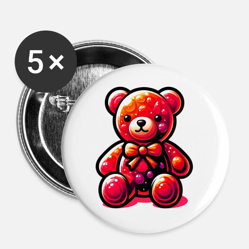 Bär - Buttons groß 56 mm (5er Pack) - Weiß