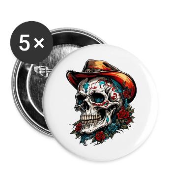Skull / Skull / Skeleton / Gothic / Tattoo - Buttons large 2.2''/56 mm (5-pack) - white - Front