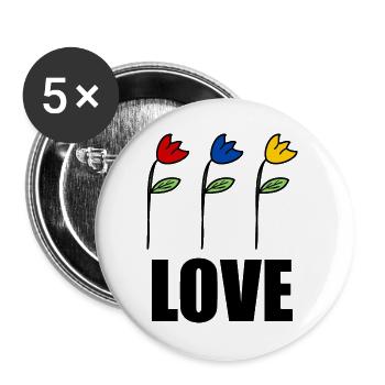 VALENTINSTAG. Junggesellinnenabschied. ICH LIEBE DICH. ICH LIEBE DICH. LIEBE - Buttons groß 56 mm (5er Pack) - Weiß - Vorne