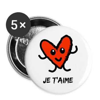 VALENTINE'S DAY. Bachelorette party. I LOVE YOU. I LOVE YOU. LOVE - Buttons large 2.2''/56 mm (5-pack) - white - Front