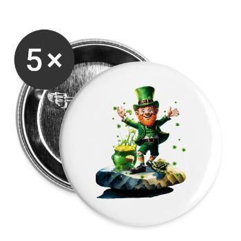 Drôle d’elfe heureux avec arc-en-ciel en arrière-plan. - Lot de 5 grands badges (56 mm) - blanc - Devant