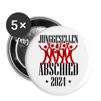 Junggesellenabschied 2024 - Buttons groß 56 mm (5er Pack) - Weiß - Vorne