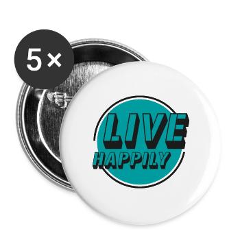 Live Happily Retro Kreis - Buttons groß 56 mm (5er Pack) - Weiß - Vorne