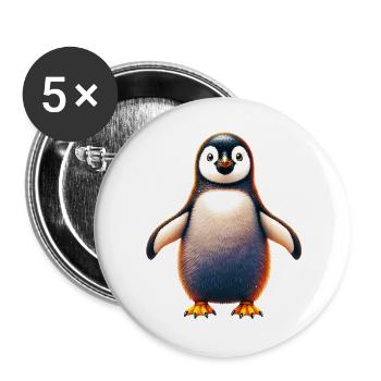 Pinguin - Buttons groß 56 mm (5er Pack) - Weiß - Vorne